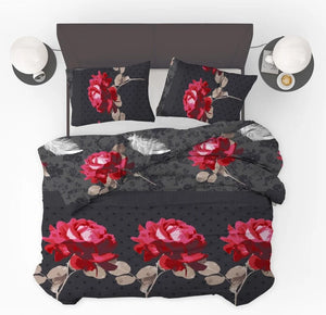 Bettdecke ohne Bezug – Lileo Roses Schwarz-Rot – Extra dick