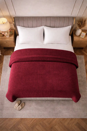Dekbed Zonder Overtrek - Sherpa Flanel Easy Dekbed - Bordeaux