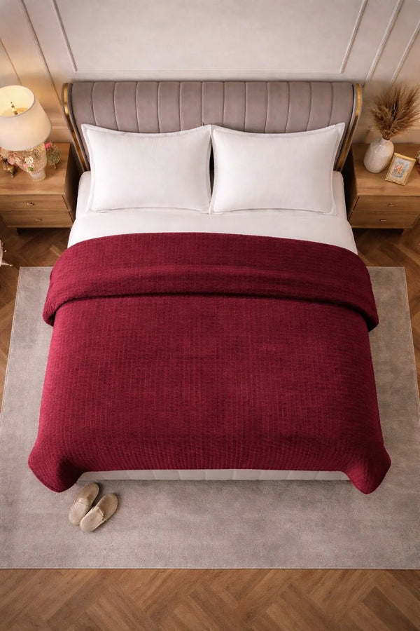 Dekbed Zonder Overtrek - Sherpa Flanel Easy Dekbed - Bordeaux
