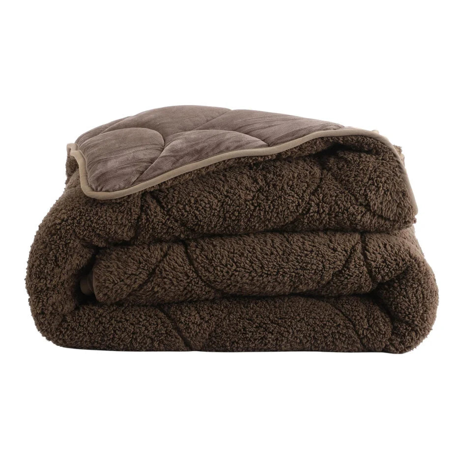 Lileo Velvet Sherpa Comfort Dekbed All Year – Coffee Brown (met instopstrook)