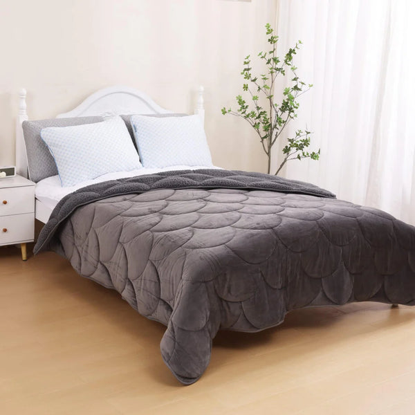 Lileo Velvet Sherpa Comfort Dekbed All Year – Grey (met instopstrook)