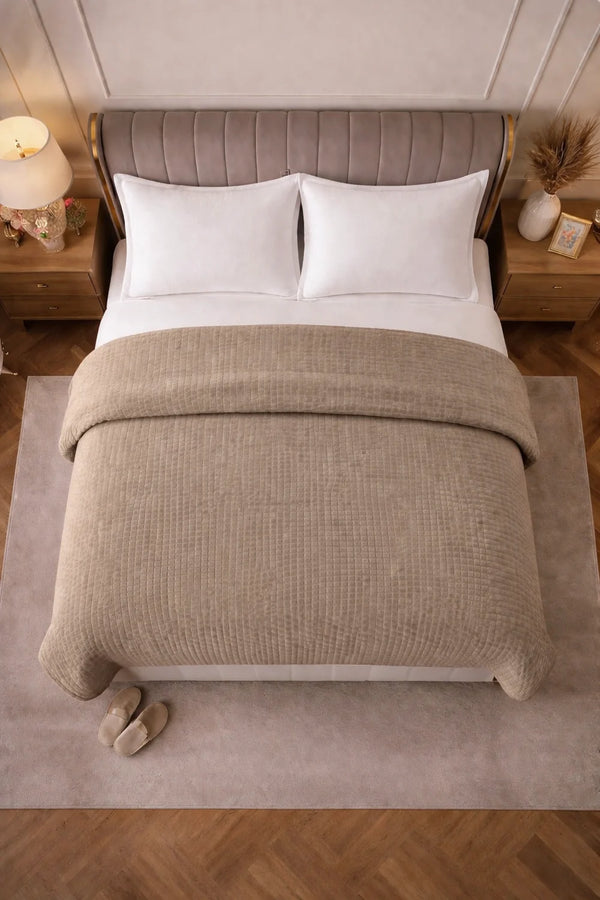 Dekbed Zonder Overtrek - Sherpa Flanel Easy Dekbed - Beige
