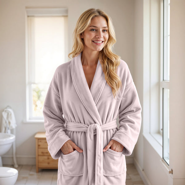Coral Fleece Badjas Roze